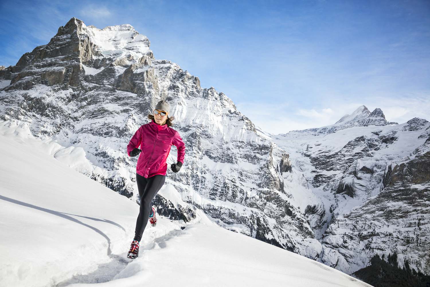 Running in the snow.